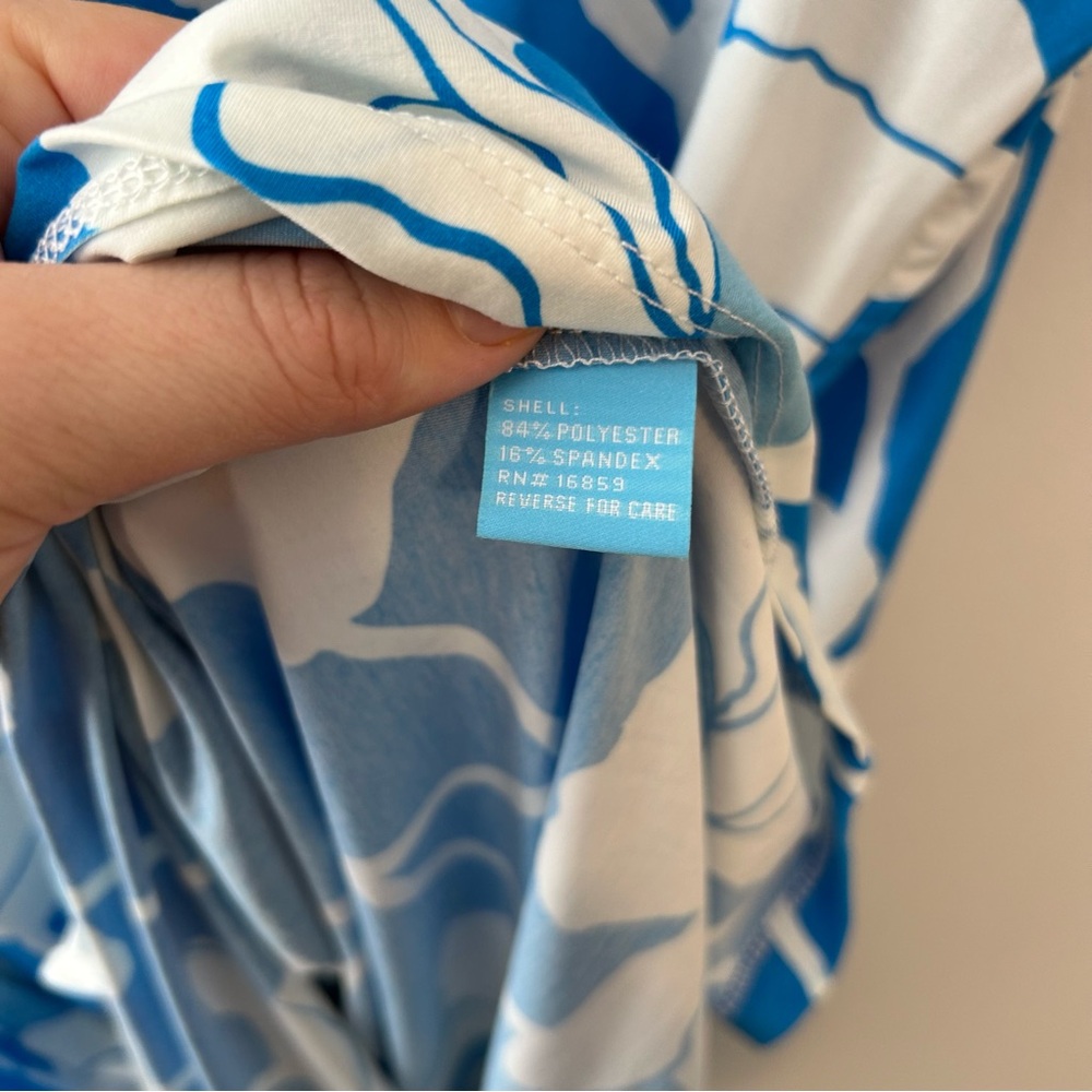 J McLaughlin Sarabelle Freesia Blue and White Floral Wrap Dress NWT Size Large - Picture 4 of 9